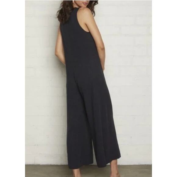 Rachel Pally Linen Button Front Sleeveless Jumpsuit‎ Black Small New - Picture 2 of 9